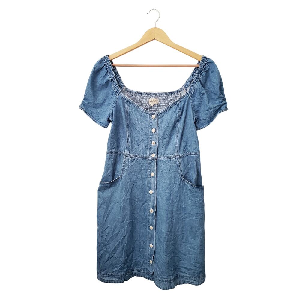 Madewell Denim Puff Sleeve Mini Dress Size 8